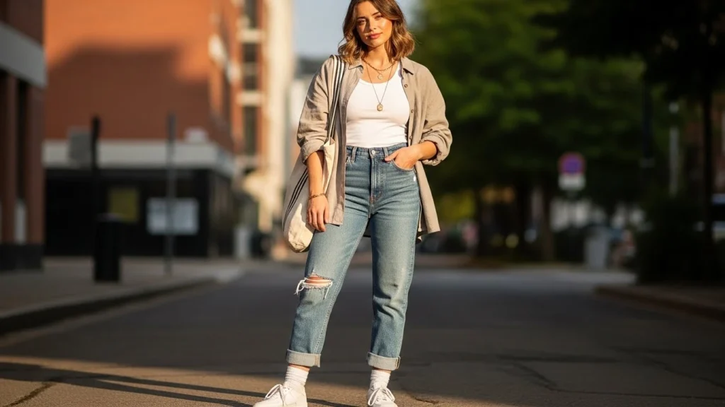 Girl wear simple layering pieces styled