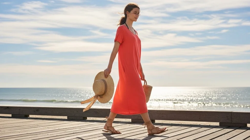 Summer dress styled with sandals